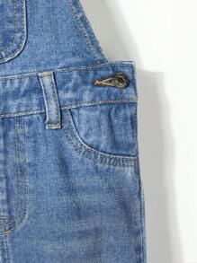 Peto Vaquero Rasgado Con Bolsillo Delantero Para Niña Bebé - Azul lavado medio - Ver 5