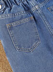 SHEIN Jeans niña joven de cintura con volante - Azul lavado medio - Ver 6