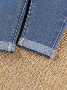 SHEIN Jeans niña joven de cintura con volante - Azul lavado medio - Ver 7