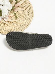 roulvxiang Femme À Sequins Sandales Plates , Mode Été Sandales Plates - Doré - Voir 2