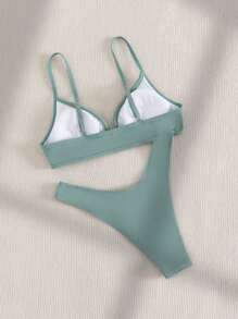 SHEIN Swim High Cut Bikini Set For Summer Beach - Cadet Blue - View 2