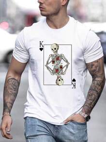 Manfinity Áo thun nam Lễ Các Thánh Lá thư Giải trí - trắng - Xem 1