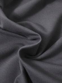 SHEIN Tween Boy Contrast Collar Polo Shirt, Short Sleeve, Comfortable, Suitable For Summer - Dark Grey - View 3