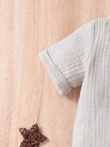 女嬰口袋貼布上衣和短褲 - 卡其色 - 查看 6