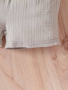 女嬰口袋貼布上衣和短褲 - 卡其色 - 查看 7