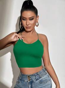 VaVaBold Áo khoác và áo lót dành cho xe tăng nữ Lộ Lưng Ren lên màu trơn Gợi cảm - màu xanh lá - Xem 4