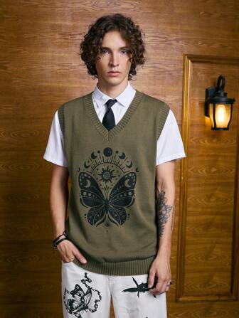 Jelisart Homme Pull Sans Manches Motif Papillon