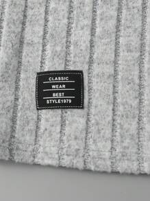 SHEIN 男童休閒拼接圓領長袖套頭T恤 - 灰色 - 查看 5