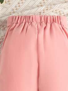 SHEIN 女小童褶皺細節直筒褲