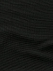 SHEIN Essnce Chất rắn Cổ không đối xứng Top Cây trồng - màu đen - Xem 7