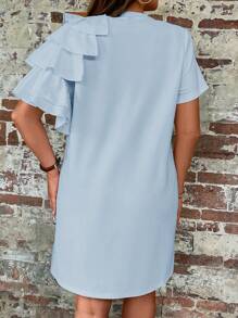 SHEIN LUNE 大碼1入組荷葉邊連衣裙 - 淺藍色 - 查看 2