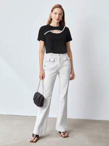 MOTF PREMIUM PEARL CUTOUT TOP,SUMMER OUTFITS - Black - View 6