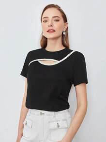 MOTF PREMIUM PEARL CUTOUT TOP,SUMMER OUTFITS - Black - View 7