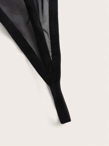 流苏下摆露背内衣套装，适合狂欢 - 黑色 - 查看 4