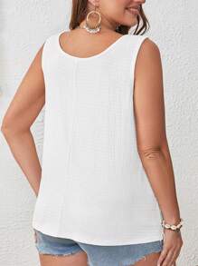 SHEIN VCAY Plus Half Button Tank Top - White - View 2