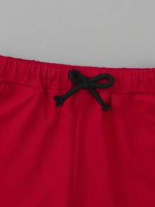 SHEIN Tween Boy Eagle & Slogan Graphic Tee & Drawstring Waist Shorts - Multicolor - View 6