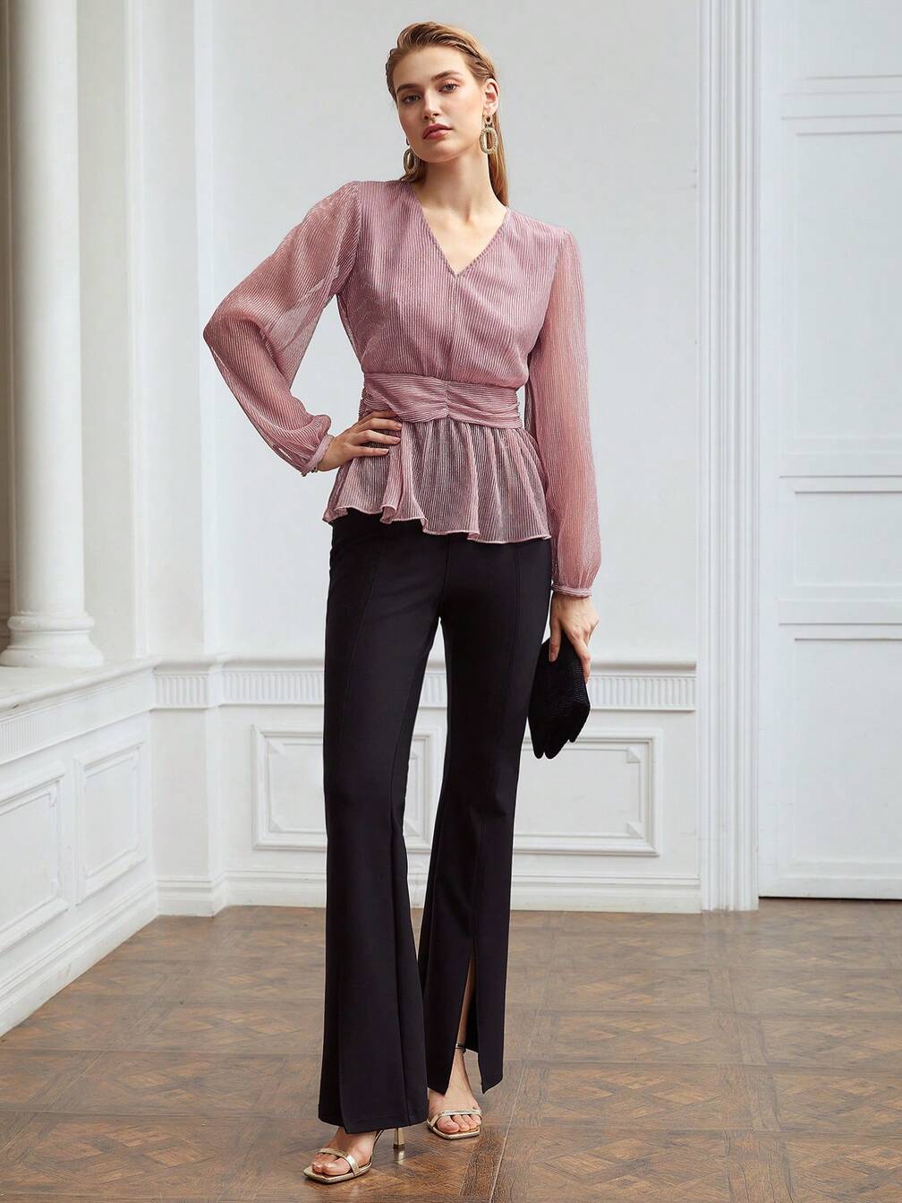 MOTF GLITTER TULLE PEPLUM BLOUSE｜Motf