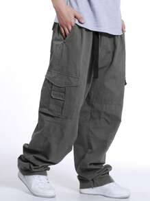 Manfinity EMRG Men Flap Pocket Side Cargo Trousers - Grey - View 1