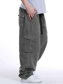 Manfinity EMRG Men Flap Pocket Side Cargo Trousers - Grey - View 7