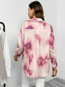 GENKIRA Tie Dye Drop Shoulder Shirt - Apricot - View 2