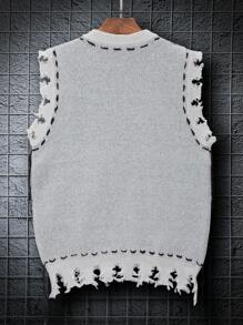 Manfinity Hypemode Men Distressed Sweater Vest - Grey - View 2
