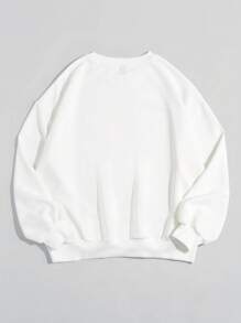 SHEIN EZwear Sudadera con capucha de manga larga, corte holgado, con estampado de letras de café, de estilo minimalista y casual, para mujeres