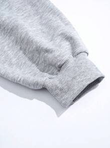 SHEIN EZwear 女士休闲宽松鲨鱼印花宽松圆领套头衫，适合秋冬季 - 淺灰色 - 查看 6