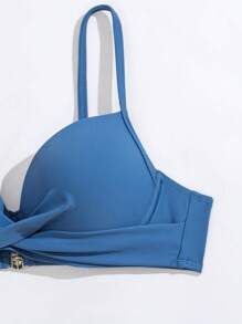 SHEIN Swim 熱帶圖案聚攏比基尼泳裝附和服 - 彩色 - 查看 3