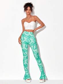 Stella Sun 大理石紋圖案喇叭褲 - 彩色 - 查看 1