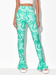 Stella Sun 大理石紋圖案喇叭褲 - 彩色 - 查看 3