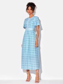 Ravgirl Allover Floral Print Butterfly Sleeve Dress - Baby Blue - View 3