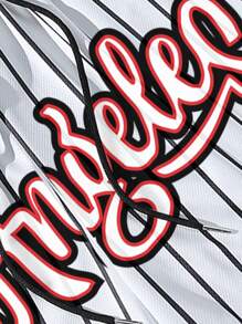 Aesthetic Post 男士條紋和字母圖案腰部抽繩短褲 - 白色 - 查看 5