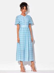 Ravgirl Allover Floral Print Butterfly Sleeve Dress - Baby Blue - View 5