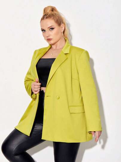 FURNANDA 大碼西裝領雙排釦西裝外套