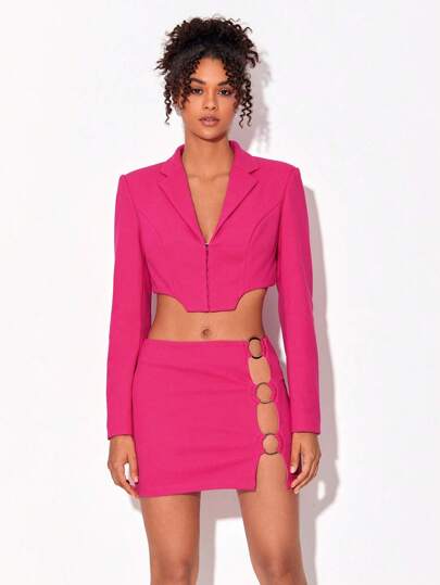 FURNANDA 1入組O形環細節腰部鏤空包臀半身裙