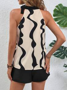 SHEIN LUNE 撞色掛脖上衣和短褲 - 彩色 - 查看 2