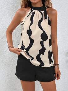 SHEIN LUNE 撞色掛脖上衣和短褲 - 彩色 - 查看 4