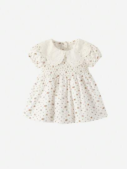 Baby Girl Summer Foreign Style Baby Dress Summer Princess Children's Clothing Little Girl Fashionable Ditsy Floral Dress