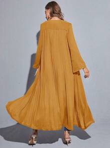 Al Najma 素色開門襟阿拉伯罩袍 - 黃色 - 查看 1