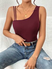 Firerie Top unicolor de cuello asimétrico