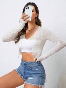 SHEIN Privé 木耳邊短款上衣不附文胸