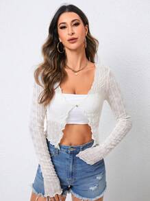 SHEIN Privé 木耳邊短款上衣不附文胸