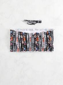 印花打褶抹胸比基尼上衣 - 彩色 - 查看 2