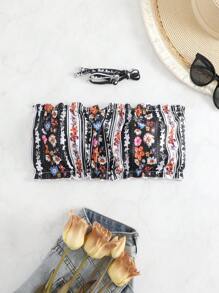 印花打褶抹胸比基尼上衣 - 彩色 - 查看 5