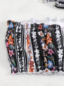 印花打褶抹胸比基尼上衣 - 彩色 - 查看 6