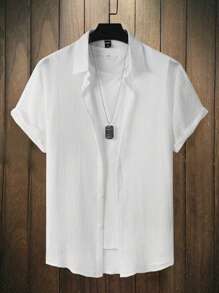 Manfinity Homme Men Solid Button Up Shirt Without Tee - White - View 1