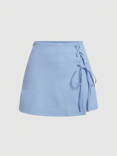 SHEIN MOD Skort con cordón lateral unicolor