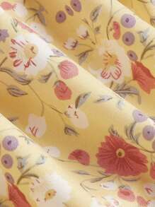 SHEIN MOD Floral Print Tie Shoulder Cami Top & Frill Trim Skirt - Multicolor - View 3