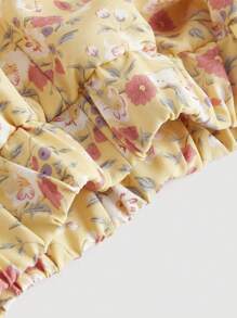 SHEIN MOD Floral Print Tie Shoulder Cami Top & Frill Trim Skirt - Multicolor - View 4