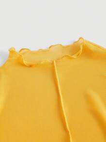 SHEIN MOD Áo nữ Xù nhỏ màu trơn Giải trí - Màu vàng - Xem 4